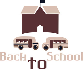 illustration of a house and car with a back to school theme.