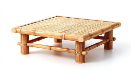 Minimalist Bamboo Table Isolated on White