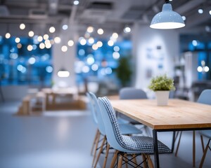 Modern Office Break Room with Table and Chairs