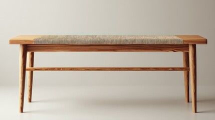 Modern Wooden Bench with Striped Cushion