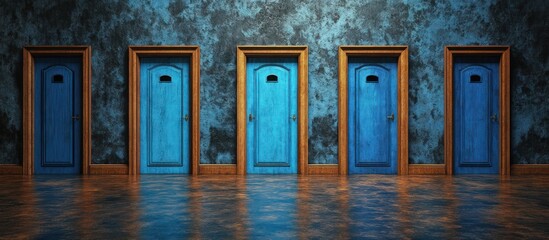 Choices, Blue Doors, Abstract Background