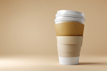Stacked Paper Coffee Cups with Lids