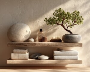 Zen Spa Scene with Bonsai Tree