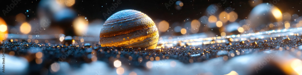 Aufkleber digital rendering of jovian planet on granular surface