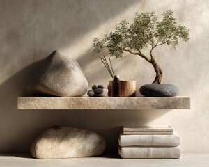 Zen Still Life with Stones and Plant