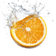 Isolated Orange Water Splash Floating on Transparent Background

