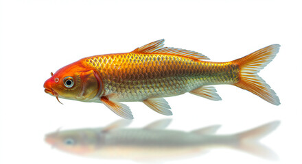 Fototapeta premium 32K Studio Macro Photo of Koi Fish Isolated on White Background