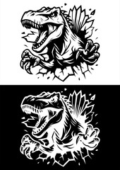 Prehistoric Predator Spinosaurus Wall Smash Vector