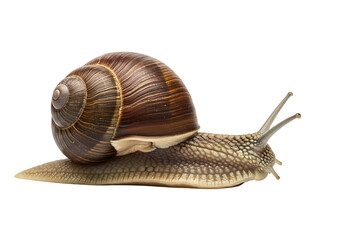 Brown shelled snail with textured body gastropod mollusk