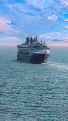 Cruise ship arriving at Puerto Vallarta vacation, Mexico. Scenic ocean and beach views