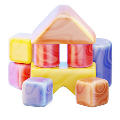 Colorful 3D Build Block Icon for Kids – Perfect for Educational Apps, Games, UI/UX Dashboards, Toy Stores, E-Commerce, Print & Streaming