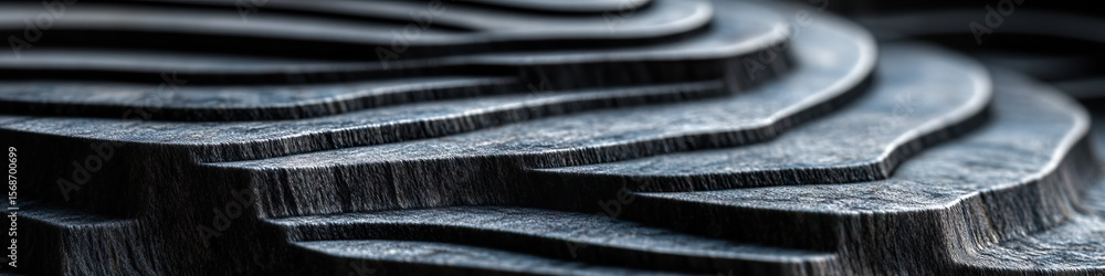 Poster close-up of layered dark gray textured object