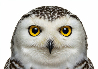 Ultra-Realistic Snowy Owl Portrait Collection on White Background
