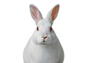 Ultra-Realistic White Albino Rabbit Portrait Collection on White Background