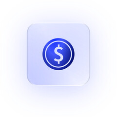 Glassmorphism Icon Dollar Coin Icon Coin Icon Soft Shadow Glassmorphic Money Icon Finance Icon Currency Icon Dollar Sign Gold Coin Coin Symbol Usd Icon
