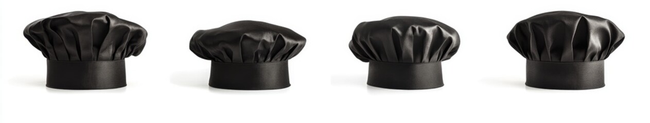 Four black chef hats isolated on white background. (5)