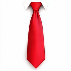 Red tie on white shirt, business attire.