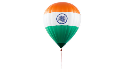 Isolated indian flag balloon on a transparent background for independence day celebration and national pride