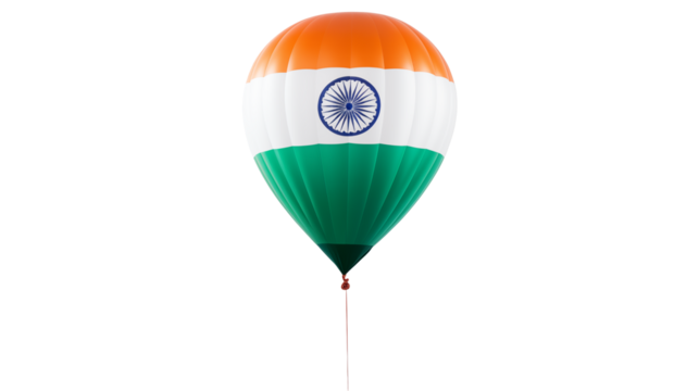 Isolated indian flag balloon on a transparent background for independence day celebration and national pride - Powered by Adobe