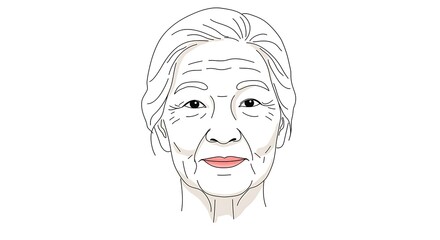 Elderly Woman Line Art Vector – Minimal Elegant Portrait on White

