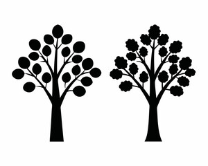 Mahogany tree vector silhouette illustration isolated on white background
