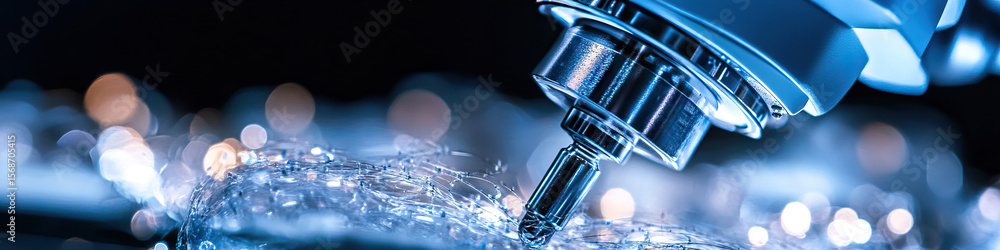 Poster metallic component and shattered glass with bokeh background