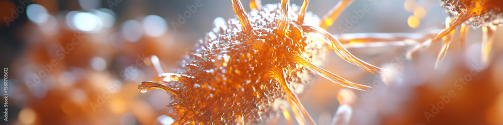 Aufkleber microscopic image of multiple irregular cells with spiky protrusions