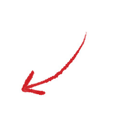 A red arrow marker is isolated on a transparent background. Hand-drawn red arrow icon