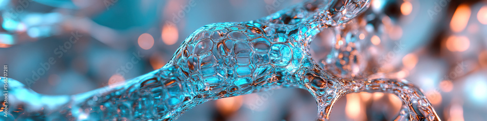Poster digital render of branching, bubbly structure
