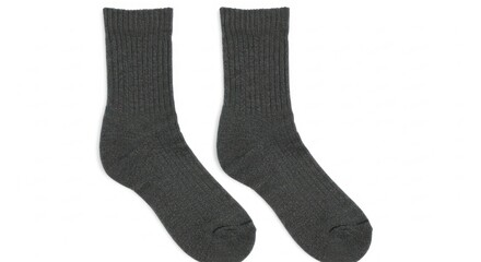 Two gray ribbed ankle socks