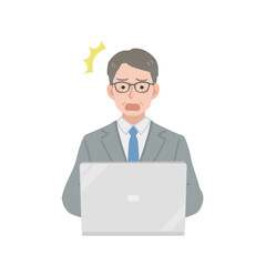 パソコン画面を見てショックを受ける中年の会社員