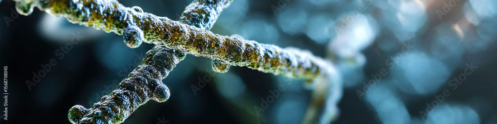 Poster microscopic view of intertwined filamentous structures