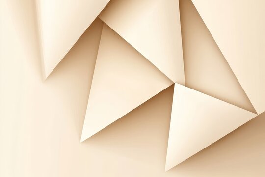 Abstract beige geometric shapes forming triangular patterns with shadows and gradients.