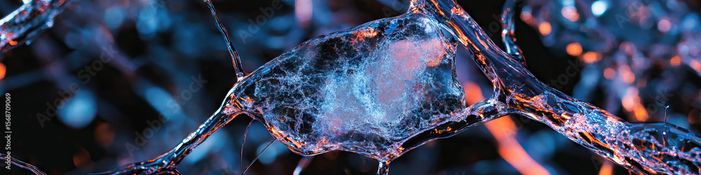 Poster microscopic translucent structure with branching appendages