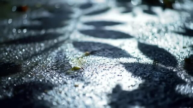 Wet pavement pattern closeup