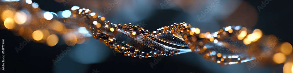 Aufkleber abstract metallic form with golden spheres and bokeh lighting