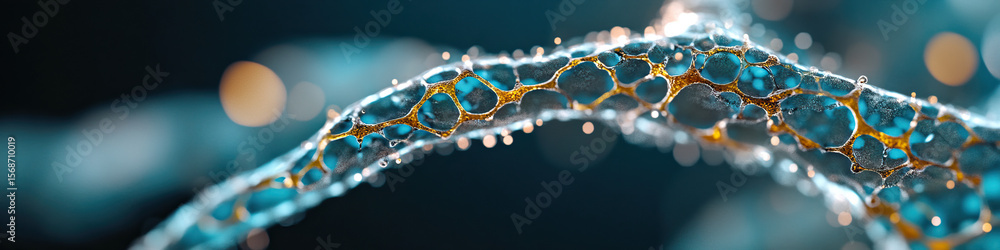 Poster digital rendering of porous structure with gold veins