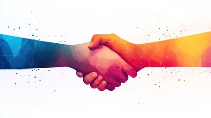 Abstract polygonal handshake, collaboration, partnership, technology
