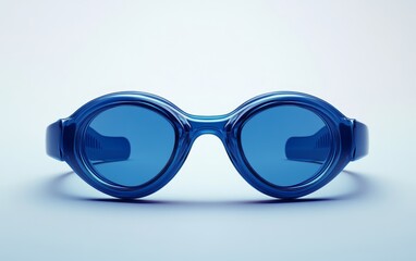 Blue swimming goggles isolated on white background. (4)