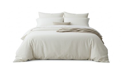 Cream-colored bedding set on a bed
