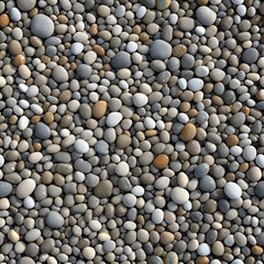Seamless River Pebble Texture with Smooth Rounded Stones in Neutral Tones