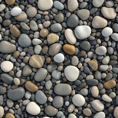 Seamless River Pebble Texture with Smooth Rounded Stones in Neutral Tones