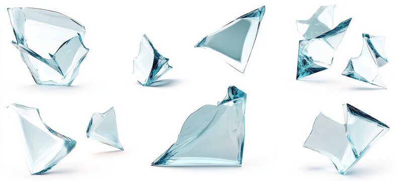 Shattered glass pieces isolated on white background. (2)