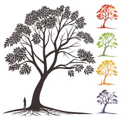 Obraz premium Neem tree vector silhouette illustration isolated on white background