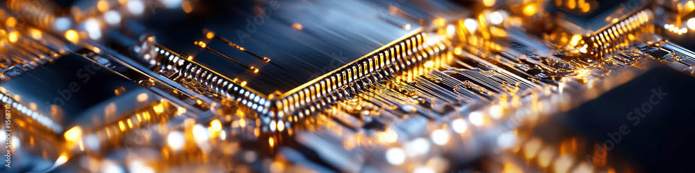 Aufkleber close-up of circuit board with illuminated components