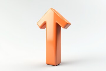 3D rendered orange upward arrow on white background. (1)