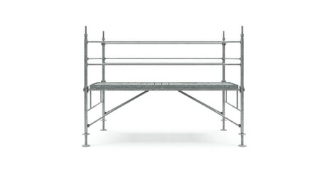 Gray metal scaffolding platform, isolated