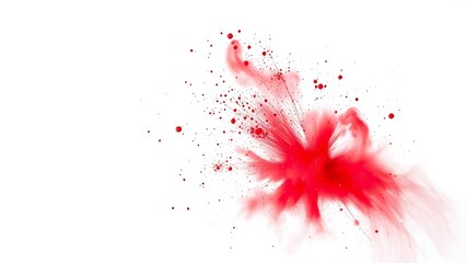 A festive explosion of red powder in mid-air against a clean white background.