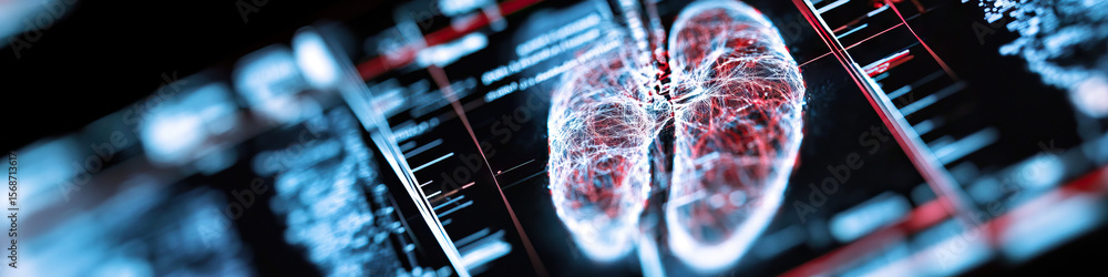 Aufkleber digital lung scan display with medical data