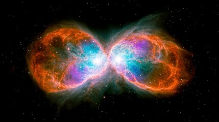 Colorful double nebulae in the vast expanse of space. © meisa
